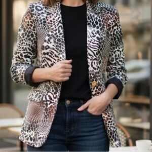 Erin London Multicolor Animal Print Blazer